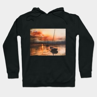 Boats at Sunset water color Hoodie